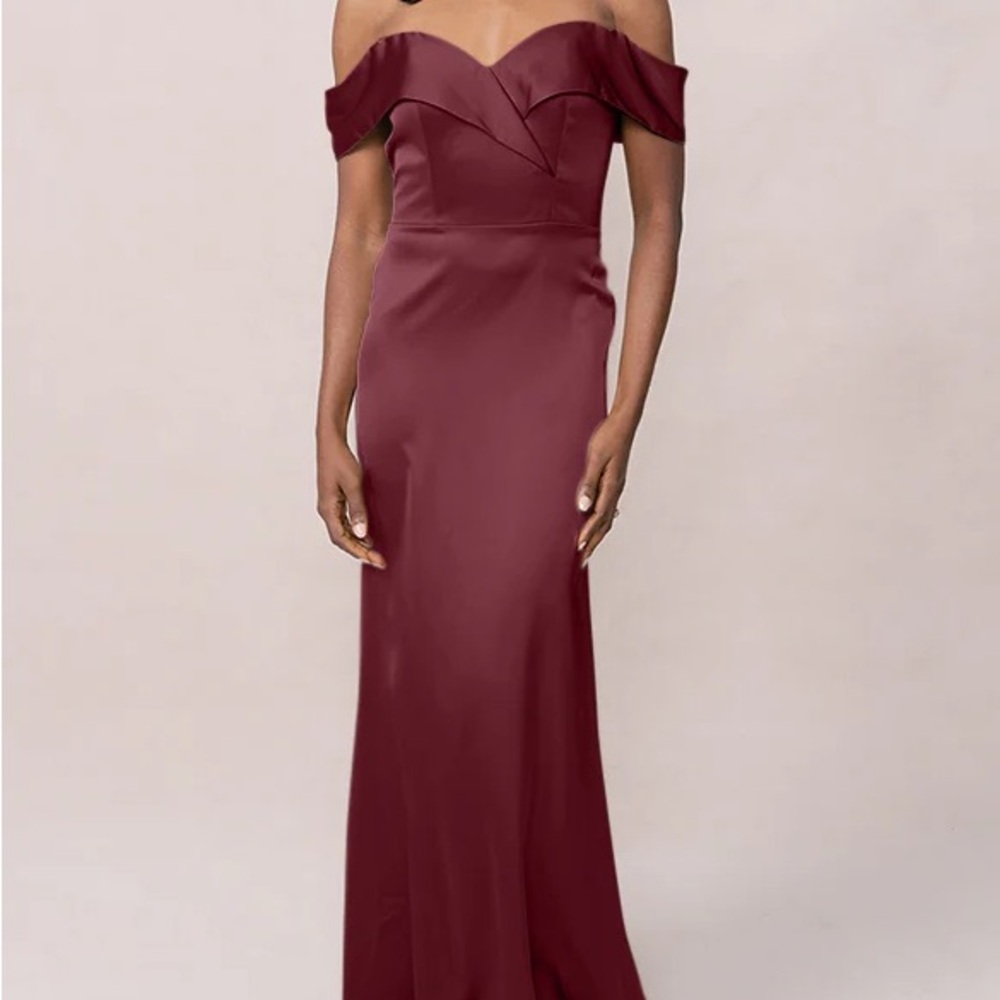 Revelry Bardot off shoulder Satin Dress (size 4)